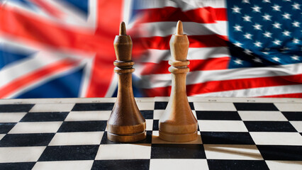 Politics. Great Britain and USA. Diplomatic relations. Pieces on a chessboard