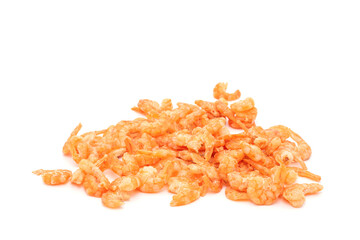 natural seafood dried shrimp Traditional orange red color isolated on white background.