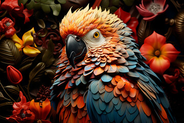 Fototapeta premium portrait of red macaw parrot