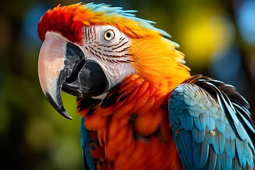 Foto op Canvas portrait of red macaw parrot © ARAMYAN