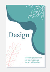 Composition with plants concept. Green line leaves. Minimalistic creativity and art. Cover or banner. Graphic element for website. Cartoon flat vector illustration isolated on beige background
