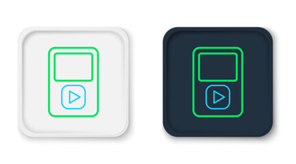 Line Music player icon isolated on white background. Portable music device. Colorful outline concept. Vector