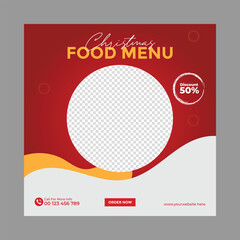 Vector christmas food sale social media post design