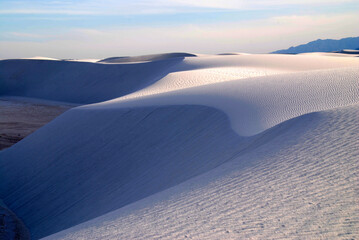 white sand dunes at late afternoon in White Sands National Park