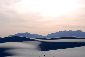 white sand dunes at late afternoon in White Sands National Park