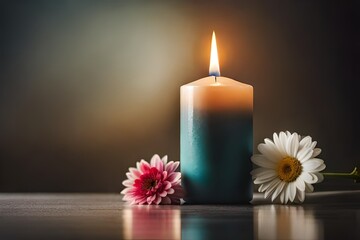 candle and flowers