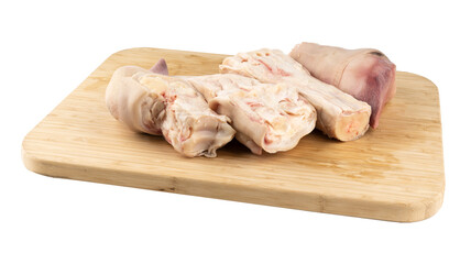 raw veal's feet sliced
