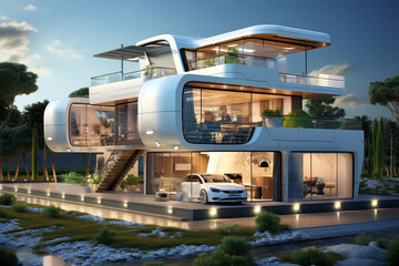 the future of homes with robots3d rendering element