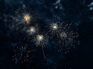 fireworks in the night sky. Fireworks seamless pattern. Firework background. Firework wallpaper.