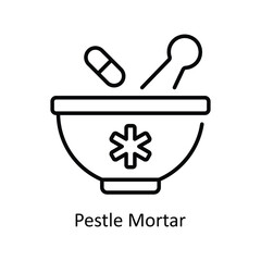 Pestle Mortar Outline  Icon Design illustration. Pharmacy Symbol on White background EPS 10 File