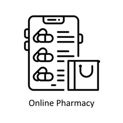 Online Pharmacy Outline  Icon Design illustration. Pharmacy Symbol on White background EPS 10 File