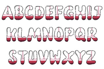 Handcrafted Mangosteen Fruit letters color creative art typographic design