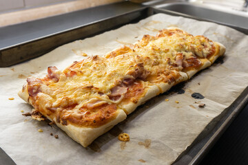 Puff pastry pizza.food concept. dessert. bakery.