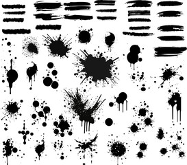 set of black ink splashes, vector template