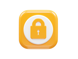 Security icon lock 3d vector rendering transparent element 