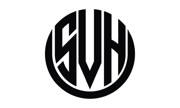 SVH shield in circle logo design vector template. lettermrk, wordmark, monogram symbol on white background.