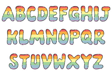 Handcrafted Pastel Rainbow letters color creative art typographic design