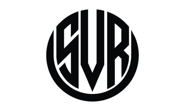 SVR shield in circle logo design vector template. lettermrk, wordmark, monogram symbol on white background.