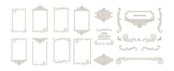Vector decorative frame. Elegant element for design template, place for text. Floral border.