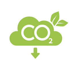 CO2 neutral icon. Carbon gas emission reduction green labels. Ecology, environment, air pollution improvement concept. Flat Vector