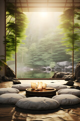 Meditation living room in forest