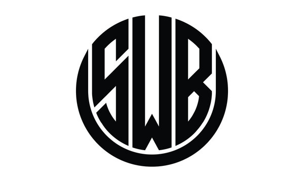SWB shield in circle logo design vector template. lettermrk, wordmark, monogram symbol on white background.