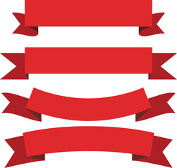 Red banner ribbons template vector illustration, Set of Red ribbon scroll, texts holder stock vector image, logo design, brochure or marketing resources