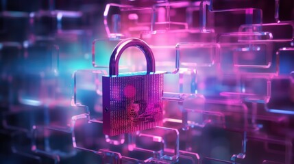Cyber security concept, digital lock.