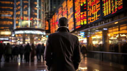 backside of business man at business district