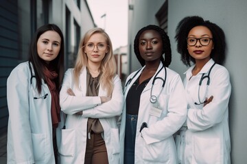 Fototapeta premium A portraits of women medical staff of various nationalities