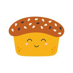 cartoon vector illustration of funny wheat bread