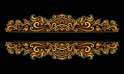 Ornament floral design element for frame, border, and wedding with vintage style