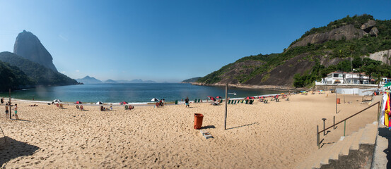 Rio de Janeiro, Brazil: panoramic view of Praia Vermelha beach (Red Beach), the beach at the foot...