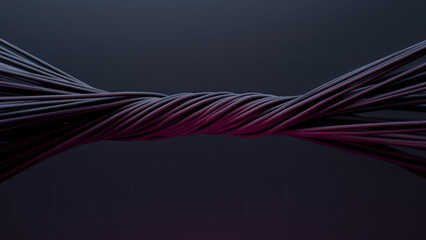 3d render Intertwined black wires on a dark background