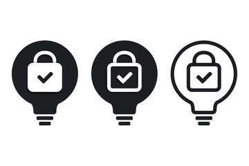 Lightbulb padlock icon. Protection and privacy intellectual property. Illustration vector
