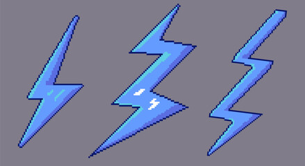 Pixel art of lighting thunder shockwave, Blue lighting shockwave thunder with pixel art style, For Pixel assets. 8bit thunders