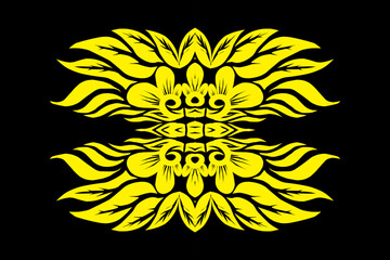 Fototapeta premium Beautiful classic design colourful background with flower leaf line art pattern of indonesian culture traditional batik 
