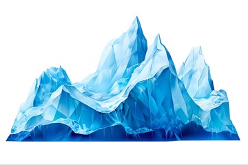 Beautiful Three-Dimensional Diamond Iceberg on White Background. Arctic Freeze Design with Stunning Blue Gems and Polygonal Shapes: Generative AI