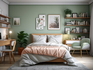 Classic bedroom interior showcasing fine furniture. AI Generated.