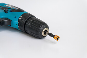 Cordless drill with drill bit,clipping path.
