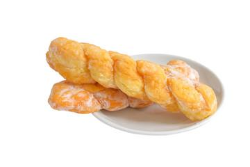 Twist bread donut on white background,clipping path.