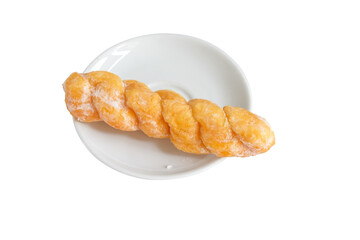 Twist bread donut on white background,clipping path.