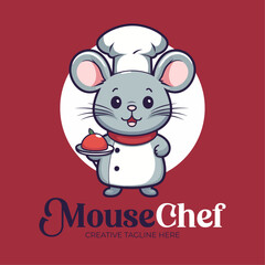 Mouthwatering Design: Modern Mouse Chef Logo Mascot Illustration Fit for Icon, Poster, and Flyer