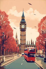 Travel Illustration of London, England