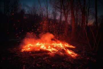 Dancing flames in a fiery setting., generative IA