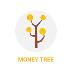 round money tree logo isolated on white. concept of symbol for global financial education or investment portfolio development. simple flat style trend modern logotype graphic unusual design