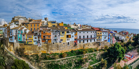 Fototapeta premium Colorful houses in seaside of Villajoyosa in Spain.