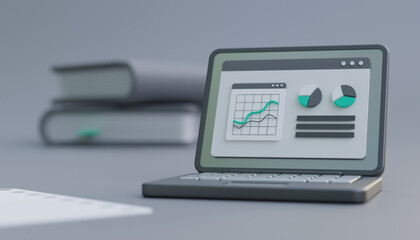 3D render business laptop background