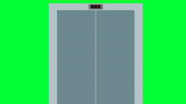 Illustrative animation of the closing doors of the elevator on the empty green background