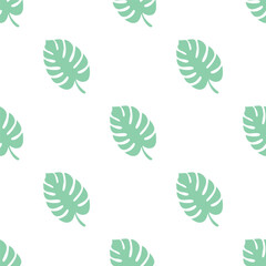 Fototapeta premium Beautiful green leaves isolated on white background is in Seamless pattern - vector illustration